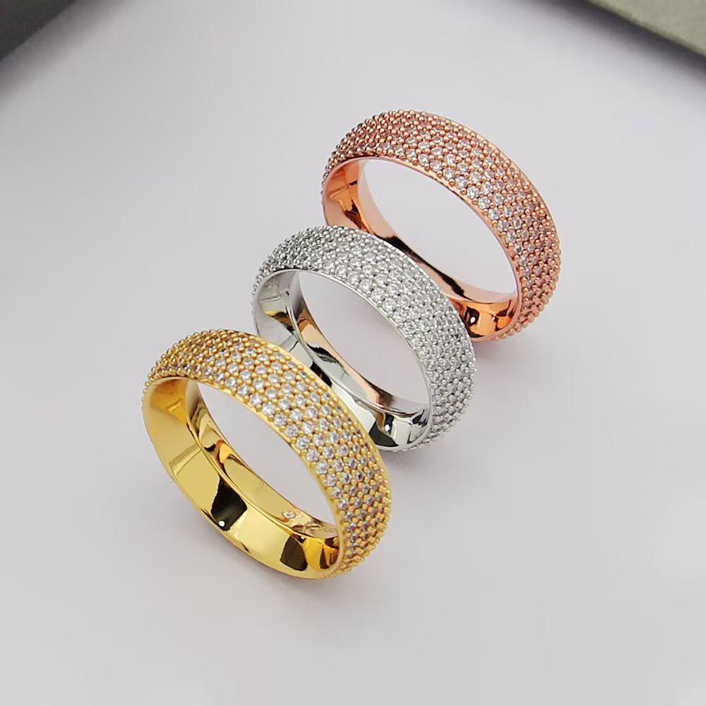 Round Full-diamond Ring, Three-color Precision Craftsmanship Version, Suitable for Gift-giving and Daily Wear, Non-allergenic Material