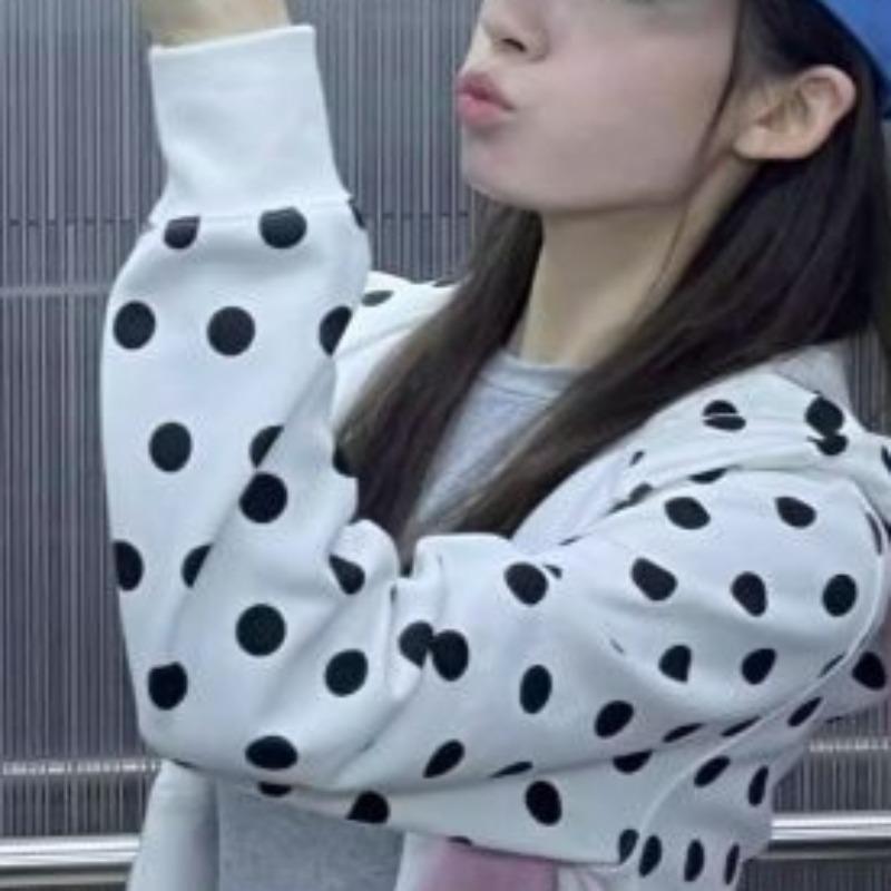 OCEANLOVE Y2k Kleidung Hoodies Damen Polka Dot Herbst Winter Sweatshirts Koreanische Mode Süß Vintage Sudaderas Mujer
