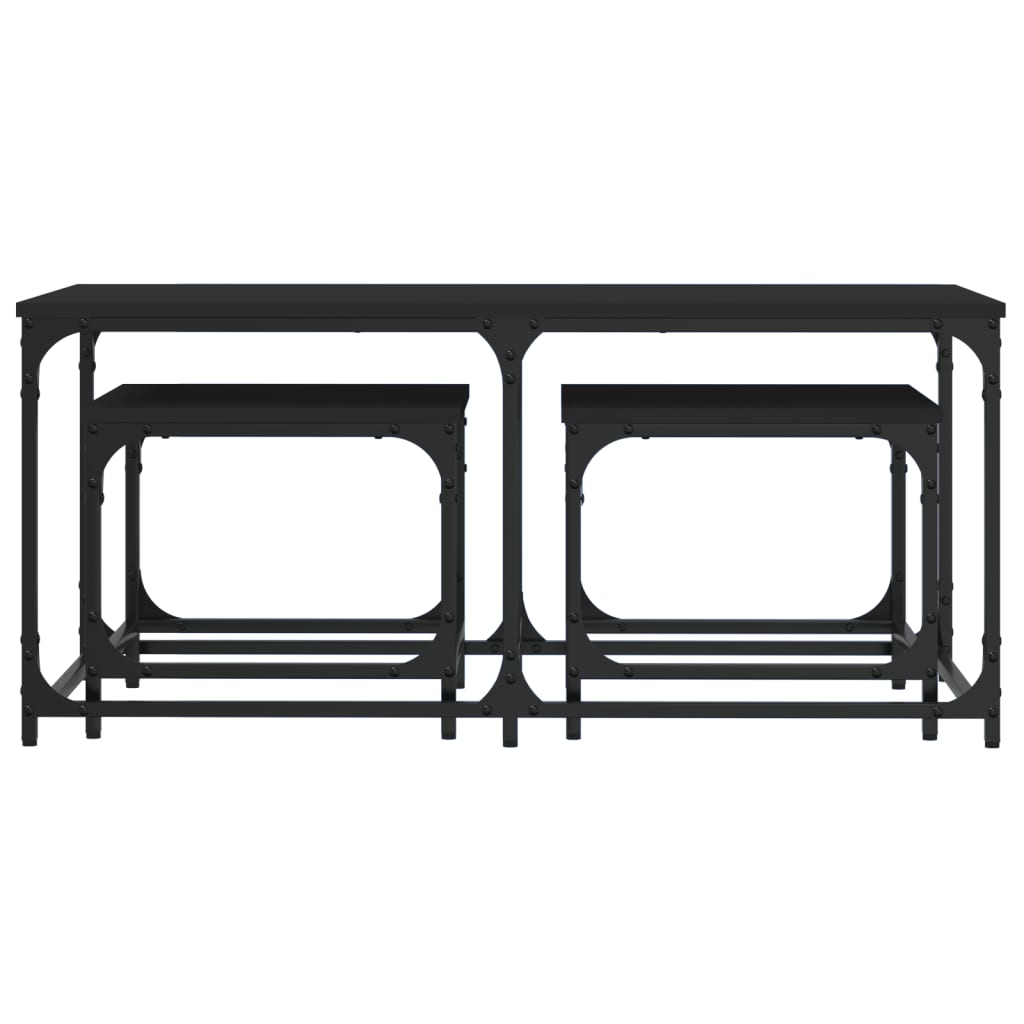  Coffee Tables, One Under the Other, 3 Pcs., Black