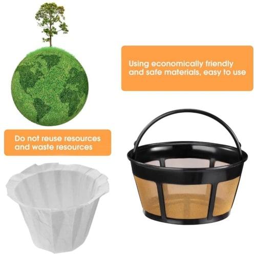 Reusable Coffee Filter, Stainless Steel Mesh Bottom Basket Coffee Filter for 8-12 Cups, Replacement Coffee Filter