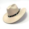New Western Cowboy Hat, Black Woolen Jazz Top Hat, Four Seasons Men'S And Women'S Turquoise Crimped Felt Hat