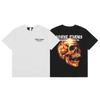 VLONE Summer Men's and Women's Farms Flame Skull Print Oversized T-shirt Streetwear Tee