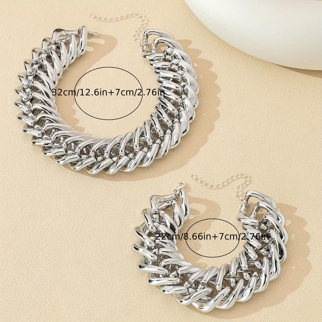 Halskette Armband Schlichte Silber Metallkette Übertriebene Persönlichkeit Schlüsselbeinkette Nischen-High-End-Artikel Schmuck Damenmodelle