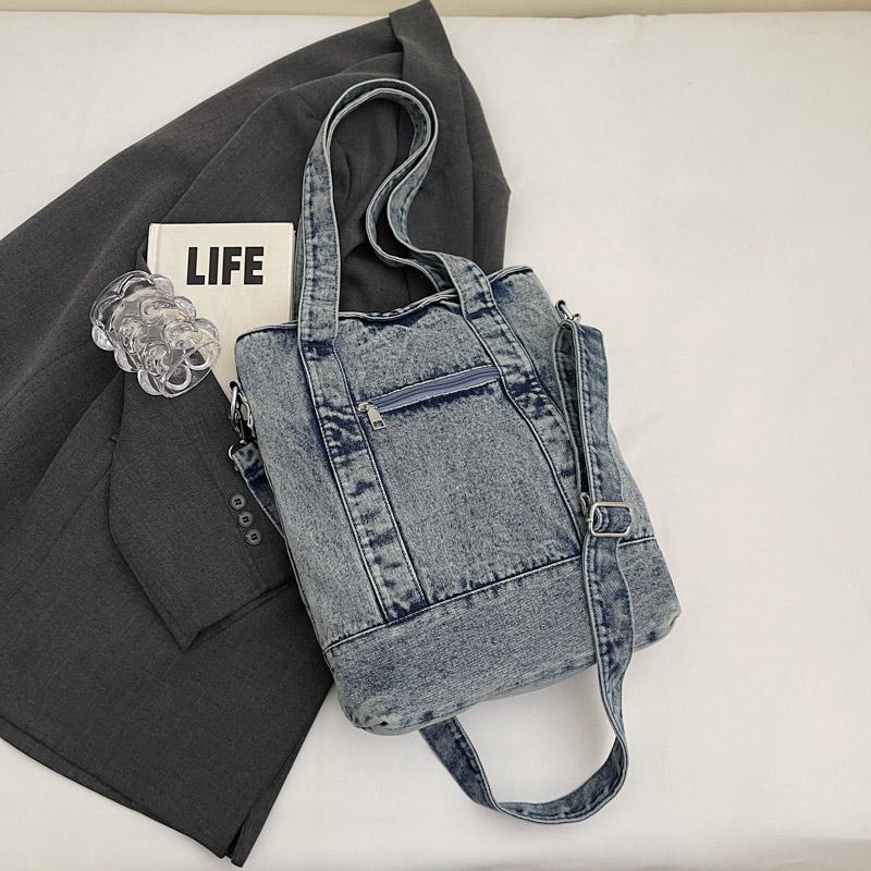 Denim Tote Bag Women Shoulder Bag Vintage Handbag