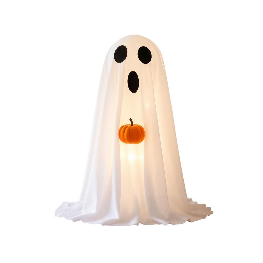 Halloween Ghost Couple Decoration with Pumpkin Light Up Feature and Bow Tie Battery Operated Indoor Outdoor Ornament for Home Party Display