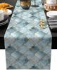 Morocco Marble Plaid Linen Table Runner Dresser Scarves Table Decor Farmhouse Kitchen Dining Table Runner Holiday Party Decor