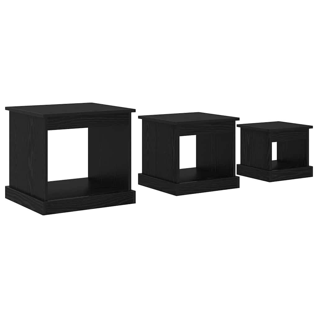 Coffee Table Set 3 pcs Black Oak Effect Particleboard