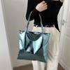 Women Glossy Tote Bag High Capacity PU Leather Fashion Lightweight Handbag for Travel Grocery Shopping Gift