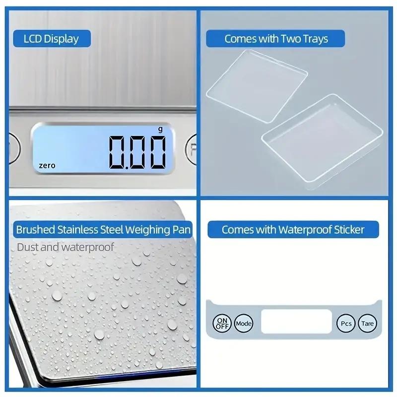 Kitchen Scale Stainless Steel Food Scale with LCD Display for Precise Weighing of Cooking Ingredients Diet