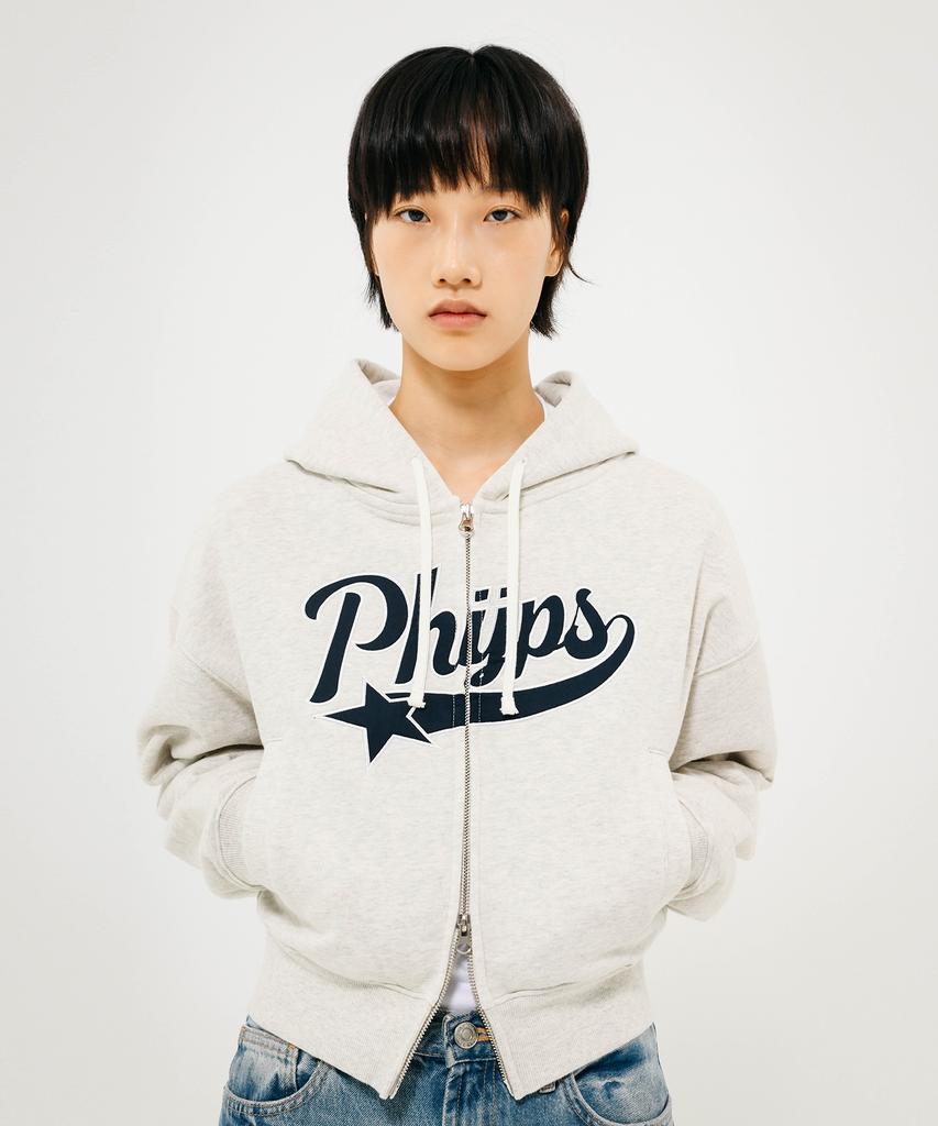 Physical Department [Women'S] Crop Startail Zip-Up Hoodie_Oatmeal