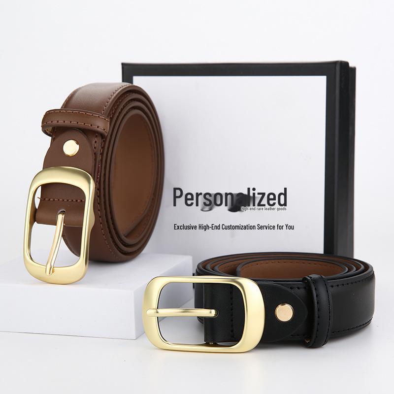 2025 Women's Cowhide Fashionable Pin Buckle Belt for Jeans