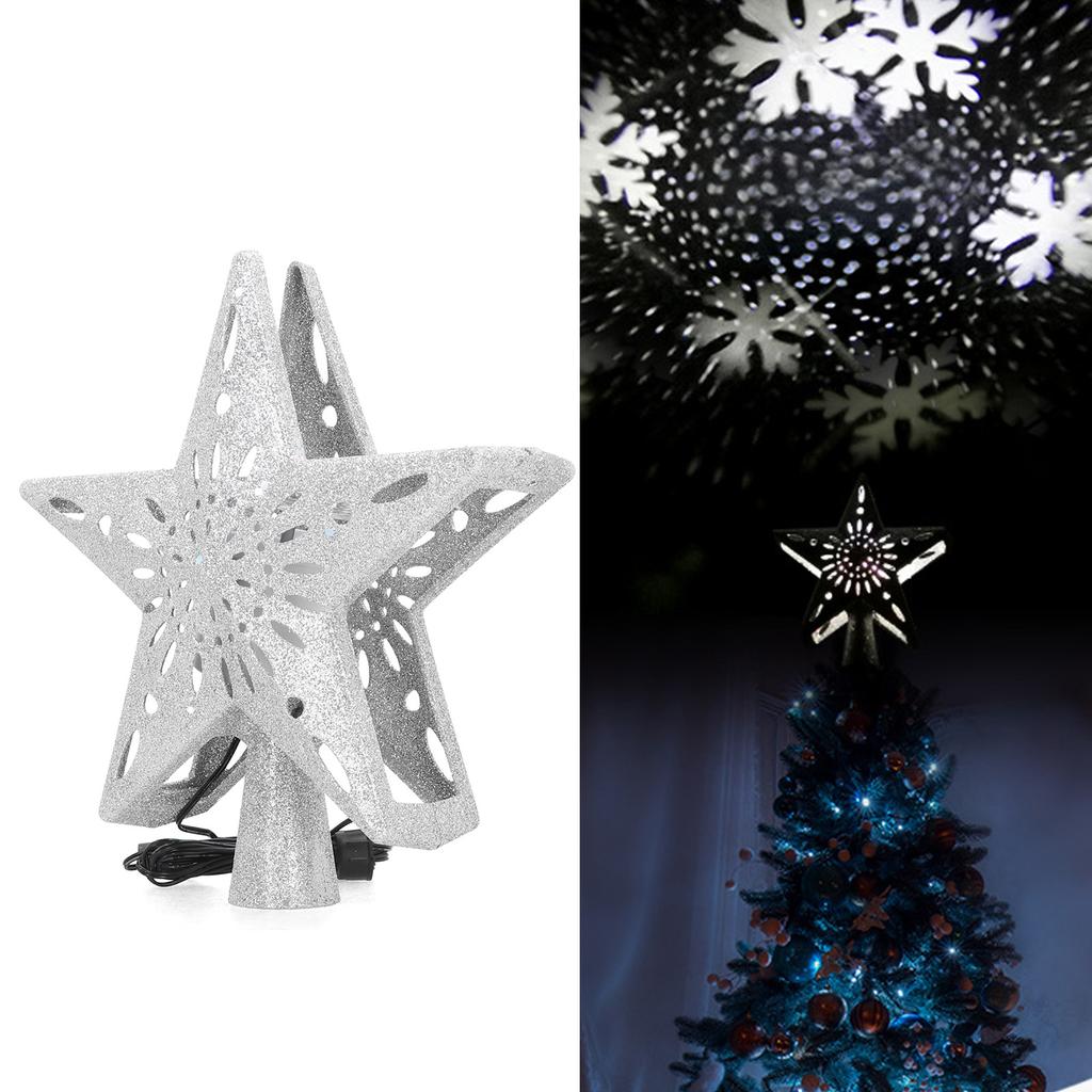 Christmas Tree Toppers LED Rotating Snowflake Projector Lights Christmas Tree Decoration