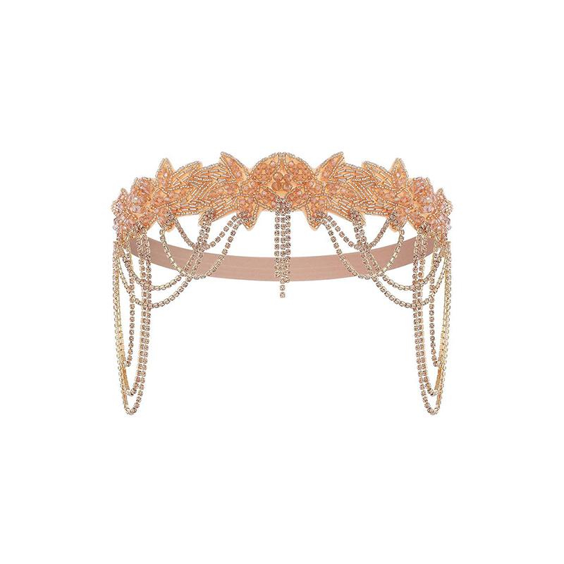 1Pcs Stylish And Unique Headbands Headgear Prom Hair Accessories Rhinestone Fringed Adjustable Elastic Headpiece