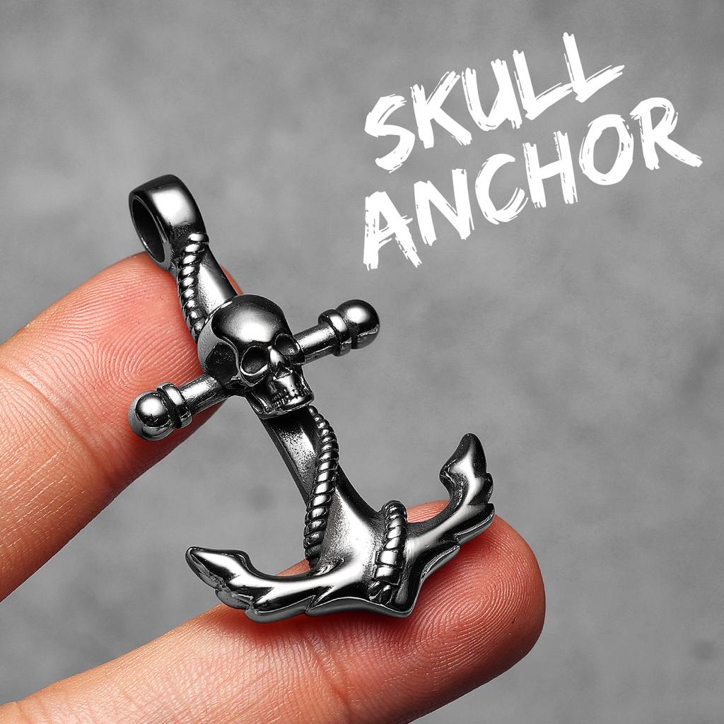 Skull Anchor Amulets Stainless Steel Jewelry Men Necklaces with Pendant for Male Women Punk Hip Hop Accessories Gifts Wholesale