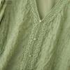 ZANZEA Women Casual V-Neck Lace Crochet Patchwork Loose Short Sleeve Blouse