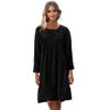 Women's Round-neck Solid-color Loose Casual Cotton And Linen Dress