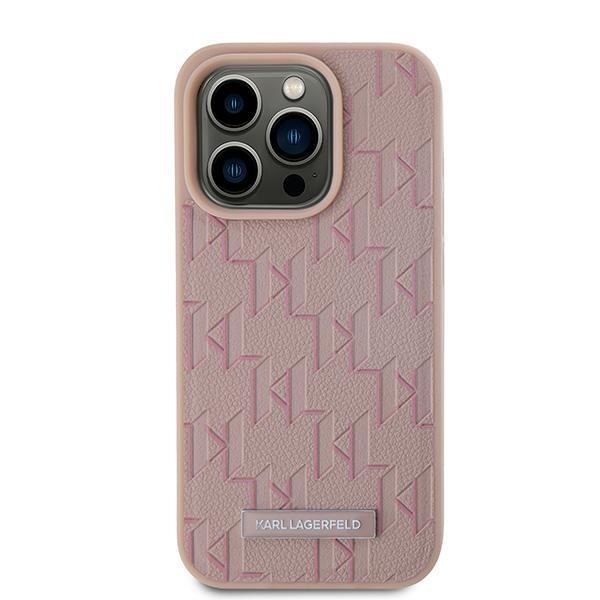 Karl Lagerfeld Klhmp15Lpkhporpp Iphone 15 Pro 6.1 Hardcase Różowy/Pink Leather Monogram Metal Logo Magsafe