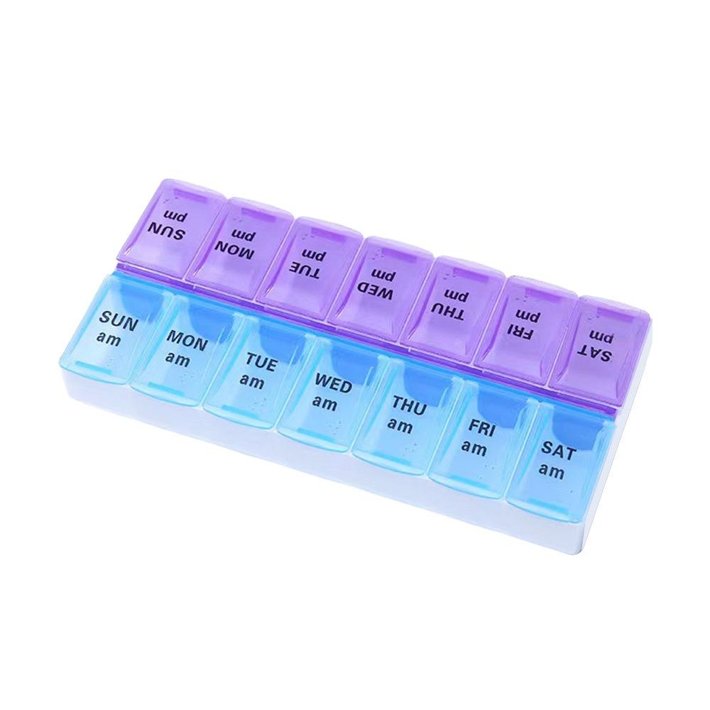 7-Day Weekly Pill Box 14 Grid First-Aid Kit Container Portable Tablte Dispenser