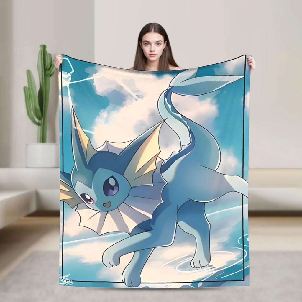 Manga Glaceons Nacht-Thema Decke Reise Büro Flanell Überwurfdecke Für Draußen Warm Weich Pokemon-Design Qualität Tagesdecke Geschenk