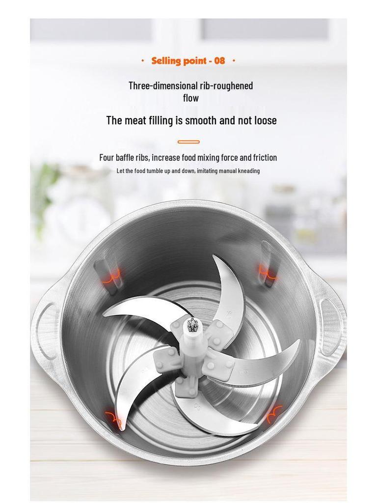 5L Electric Meat Grinder & Food Processor: Multifunctional Stainless Steel, Ideal for Garlic, Chili, and Household Use