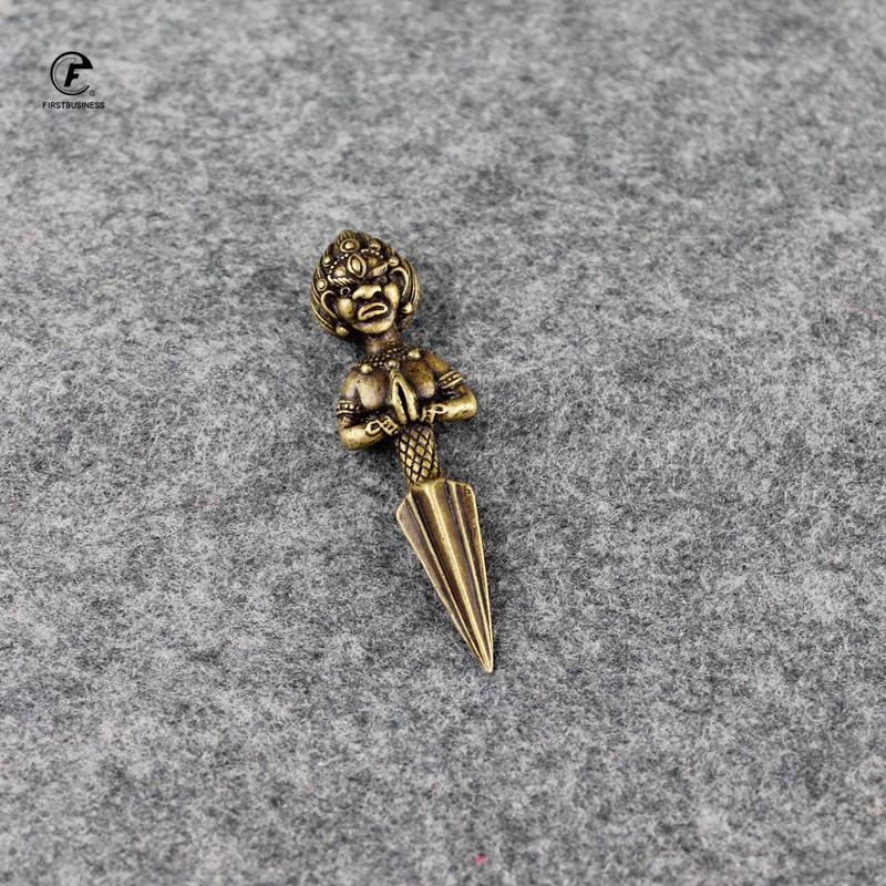 Copper Tea Knife Mahayana God Wealth Tibetan Vajra Pestle Awl Tea Tools Cone Needle Breaking Prying Tea Brick Professional Tool