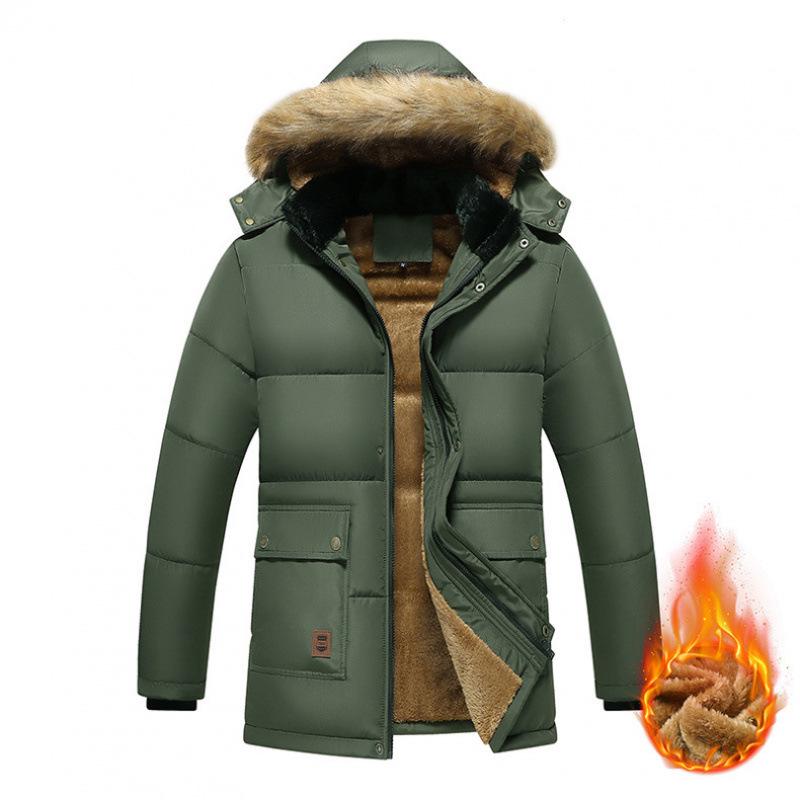 

European Men s Velvet-Lined Cotton Jacket - Trendy, Warm and Stylish for Middle-aged and Elderly 3XL армія зелений колір