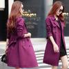 Women Spring and Autumn Korean Slim Waist Jacket with Belt Outwear Top Windbreaker Women Mid-Long Trench Coat