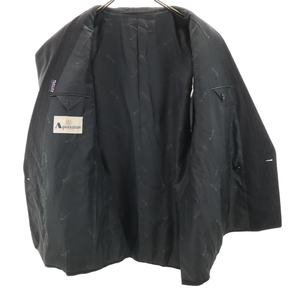 Aquascutum Striped Pattern tailored jacket AB-6 gray Double button Men's Used