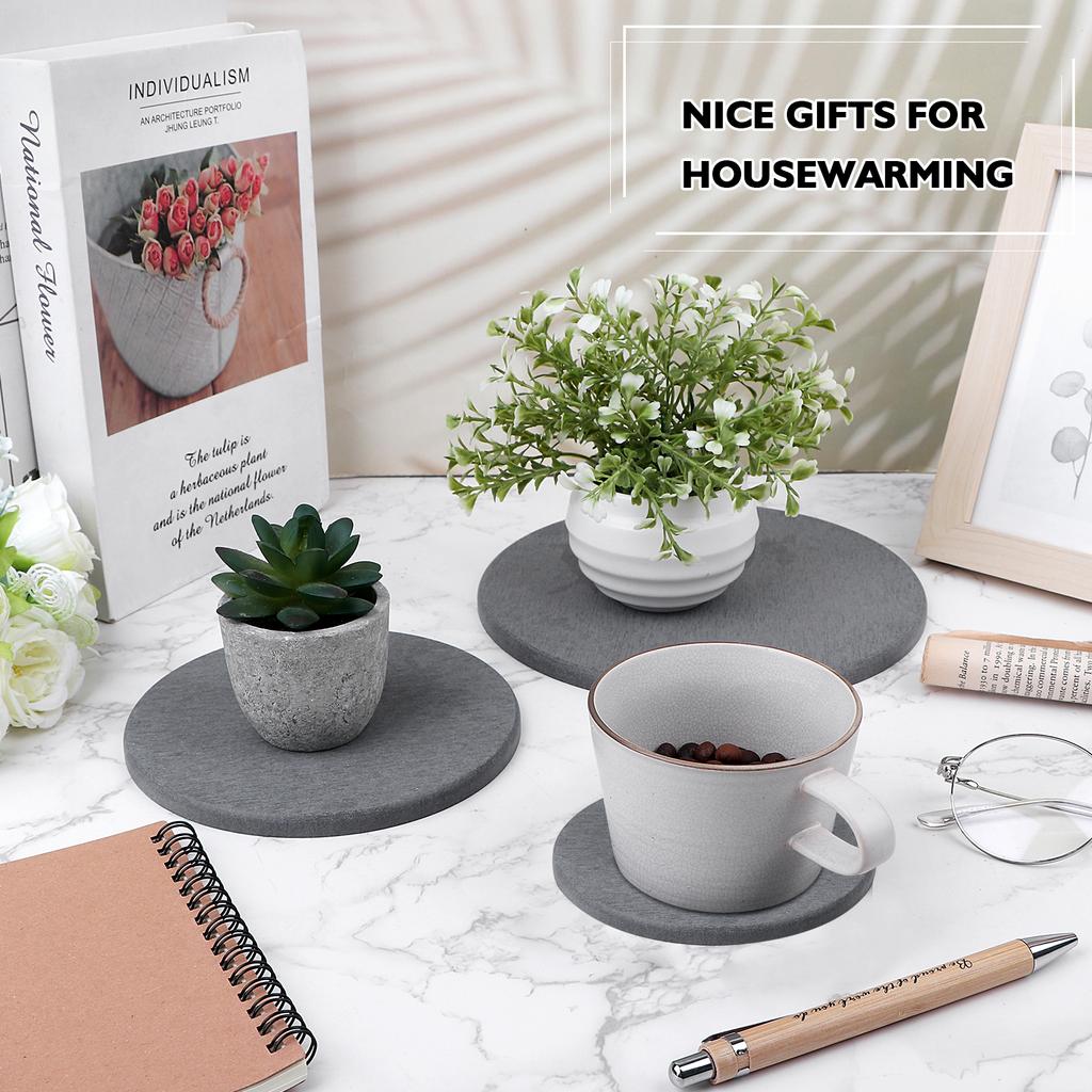 Diatomaceous Earth Coaster 4/6/8Inch Diatomite Plant Saucer Stone Plant Sourcer Instant Dry Water Absorbent Diatomite Tray (Dark