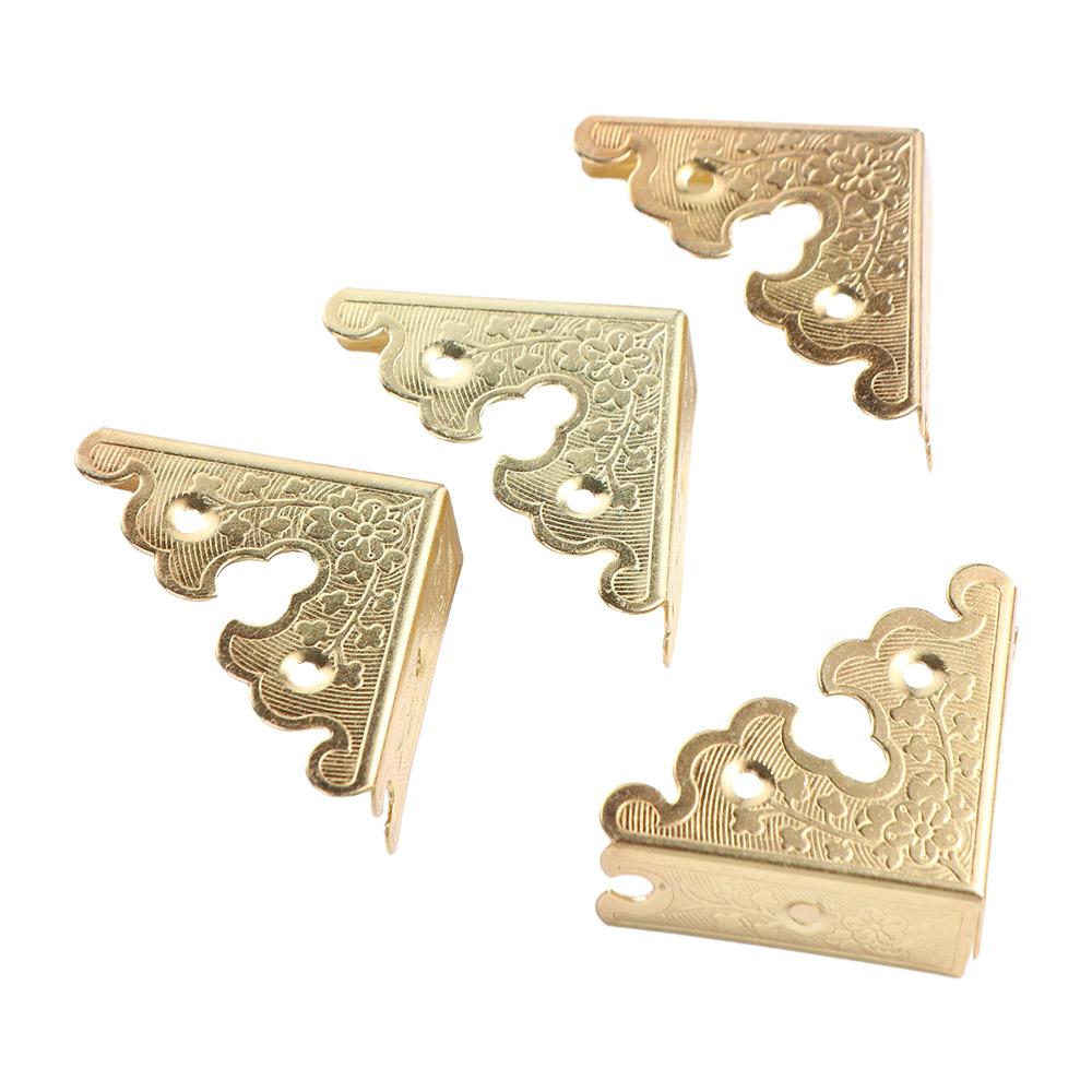 

4 шт., футляр для хранения ювелирных изделий, треугольные угловые кронштейны для мебели, декоративный треугольный ротанговый резной уголок-протектор золотой