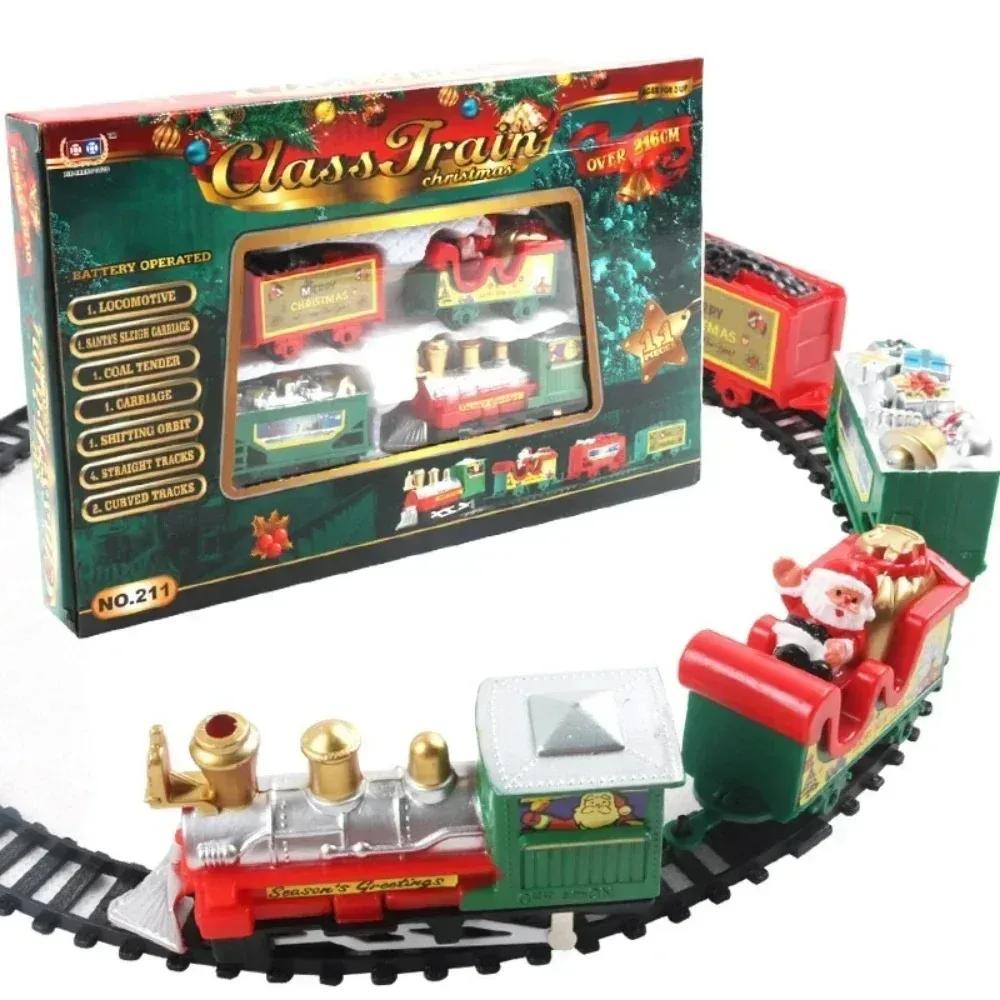 Electric Train Set Mini% Santa Claus Rail Car Toy Creative\\ Christmas Tree Decoration Train%^ Kids Education Toy Christmas Gift