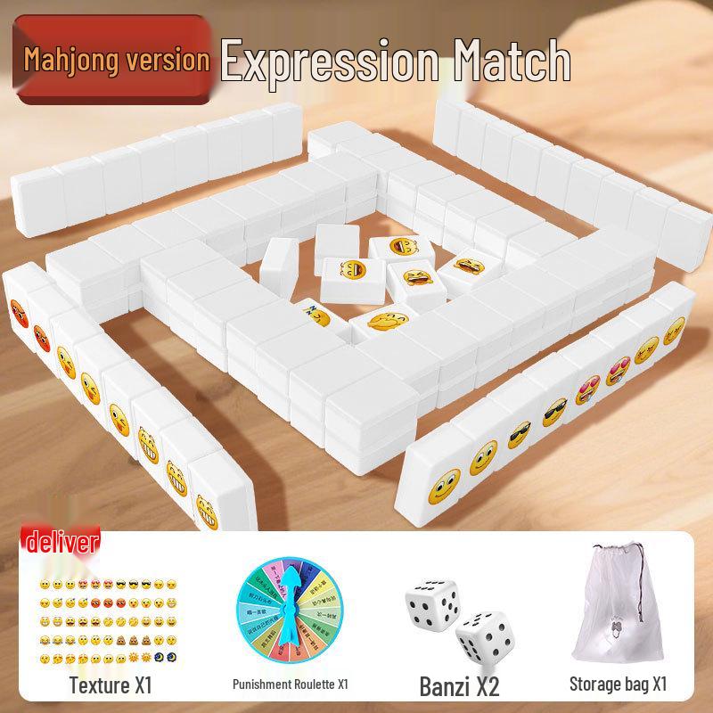 Cartoon Emoji Mahjong Match Game: Children s Outdoor Toy for Parent-Child Fun