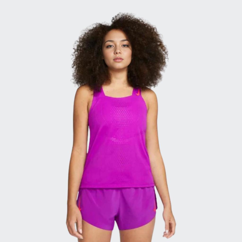 Nike Logo Solid Square Neck Tank Top Women Tops Purple DM7551-551