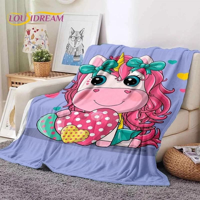 3D Cute Dream Unicorn Cartoon Girl Soft Flannel Blanket for Beds Bedroom Sofa Picnic,Throw Blanket for Outdoor Leisure Nap Gift