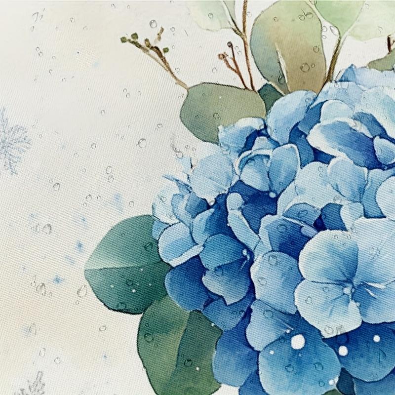 1 Stück Aquarell Blaue Hortensien Duschvorhang - Eukalyptus Design, 71x71 Zoll, Polyester, Handwäsche, Stilvolle Badezimmerdekoration