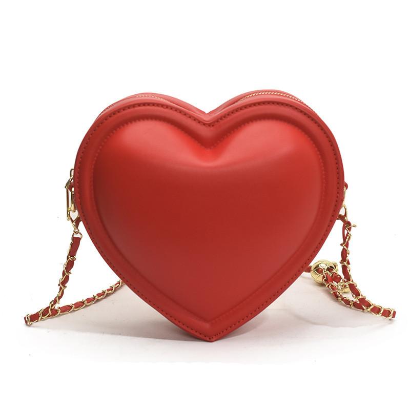 Simple Color Solid Heart Shaped Women Casual Shoulder Chain Bag For Use Daily