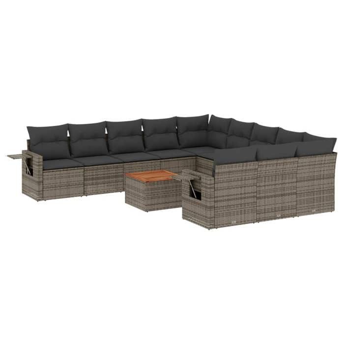 VidaXL Garden Lounge Set with Cushions 12 Pcs, Patio Sofas, Patio Furniture Set, Outdoor Furniture, Grey 3224793