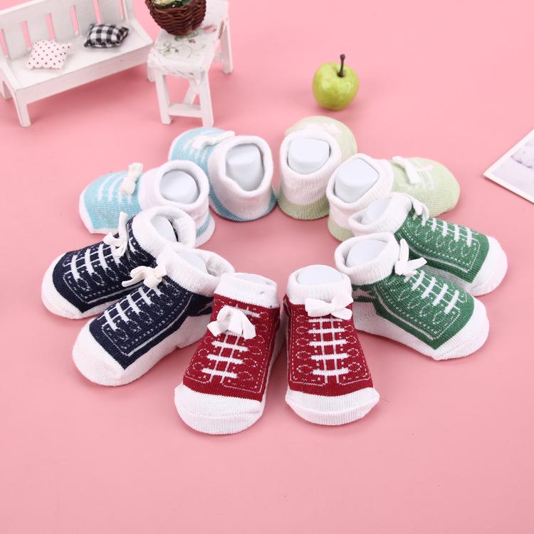 Fashionable Cute Shoe-Style Breathable Cotton Baby Socks for Autumn & Winter
