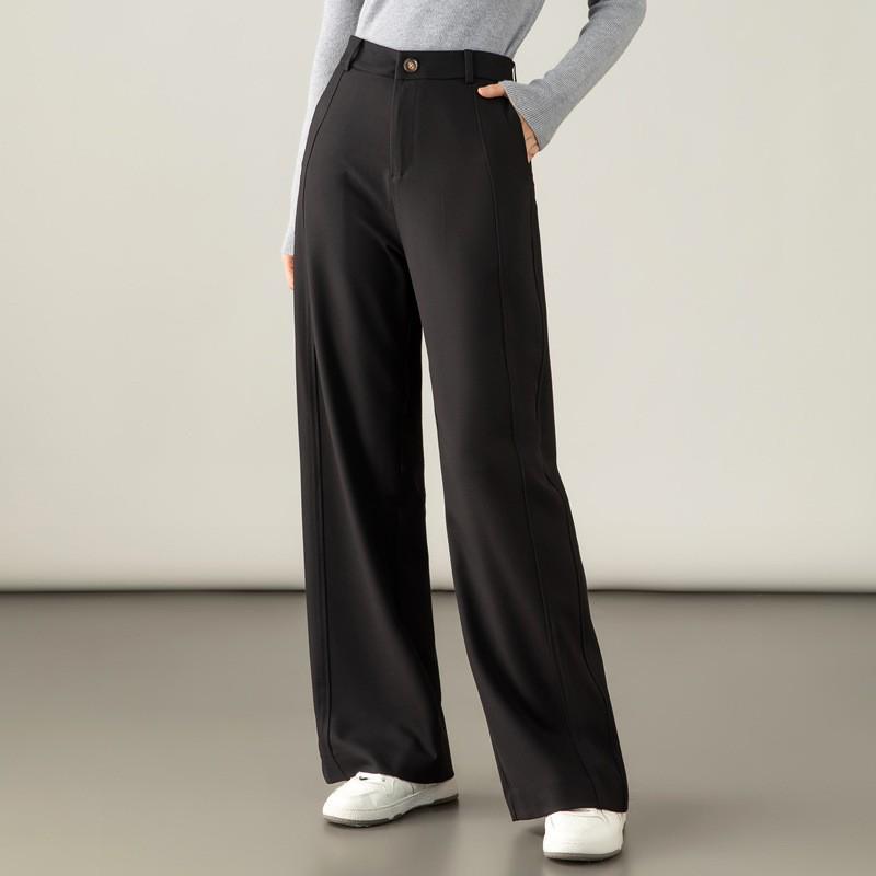 Women's Autumn 2025 High-Waisted Lyocell Wool Pants - Narrow to Wide-Leg, Drapey, Floor-Length Trousers.