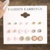 9/12Pairs Assorted Stud Earring Set With Pearl Rhinestone Design For Daily Wear Party Gifts For Women Girls