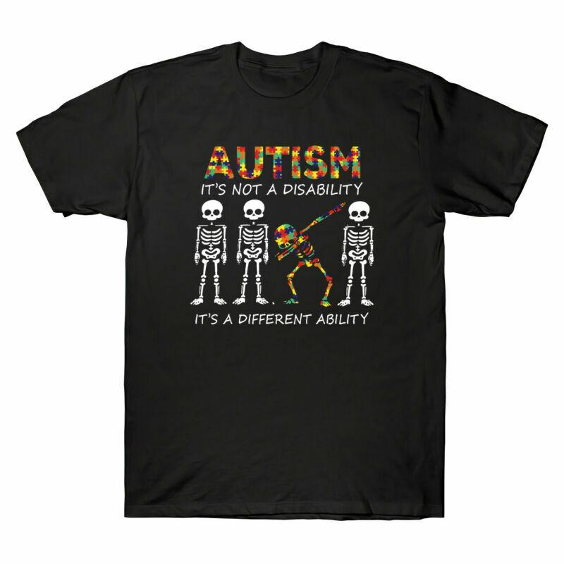 Skeleton Autism It s Not A Disability It s A Different Ability Retro Men T Shirt XXXL