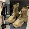Damenstiefel Elastische Plateau-Stiefel Atmungsaktive Sommer-Absatzschuhe Botas Zum Hineinschlüpfen Knöchelhohe Stiefel Elegante Damen-Absatzschuhe
