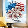 Static Cling Window Stickers Creative Daisy God Bless America for Balcony Patio Door Living Room Bedroom Home Decor