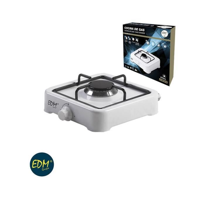 Réchaud gaz 1 feu 2100W EDM Blanc laqué 30 x 30 x 9 cm - UDP - Table de cuisson au gaz - Allumage manuel