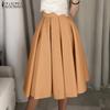 ZANZEA Womens Casual High Waist Summer Elastic Waist A-Line Skirts
