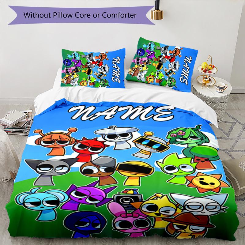 3pcs SPRUNKI10 Cover Set - Personalized Name, HD Printed Bedding with 1 Cover and 2 Pillowcases - Perfect for Home Decor, Easy Care
