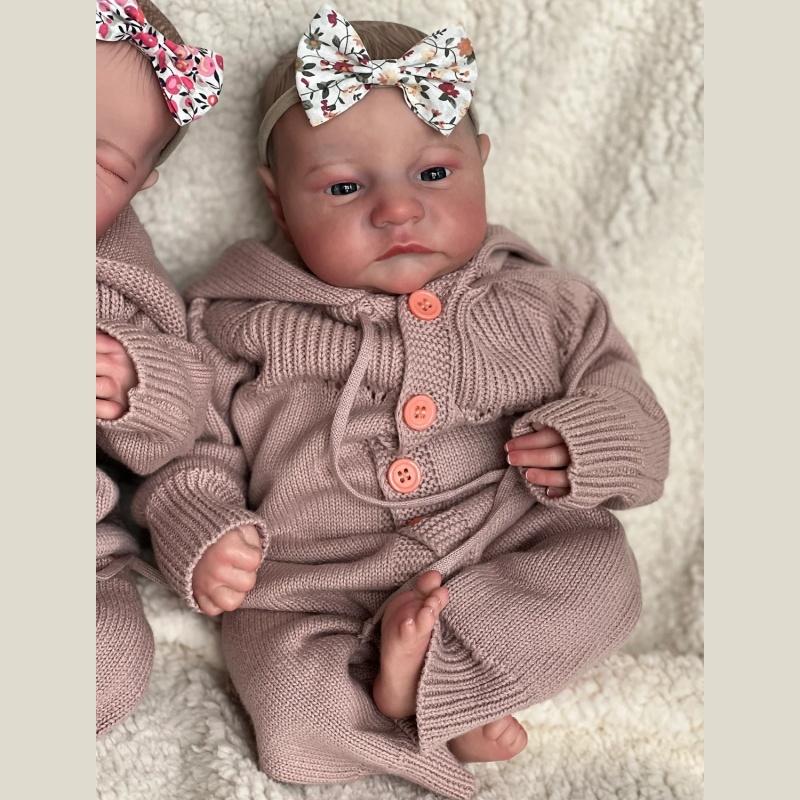 Brand New 49 cm Reborn Doll Twins Levi Closed Eyes and Open Eyes Optional Emulation Rebirth Doll Realistic Baby Doll Toys for Toddler New Year Gifts
