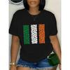 Damen Übergröße Irische Flagge T-Shirt Schwarz Grün Weiß Orange St. Patrick's Day Rundhals Kurzarm Lässig Festlich Maschinenwaschbar Oberteil