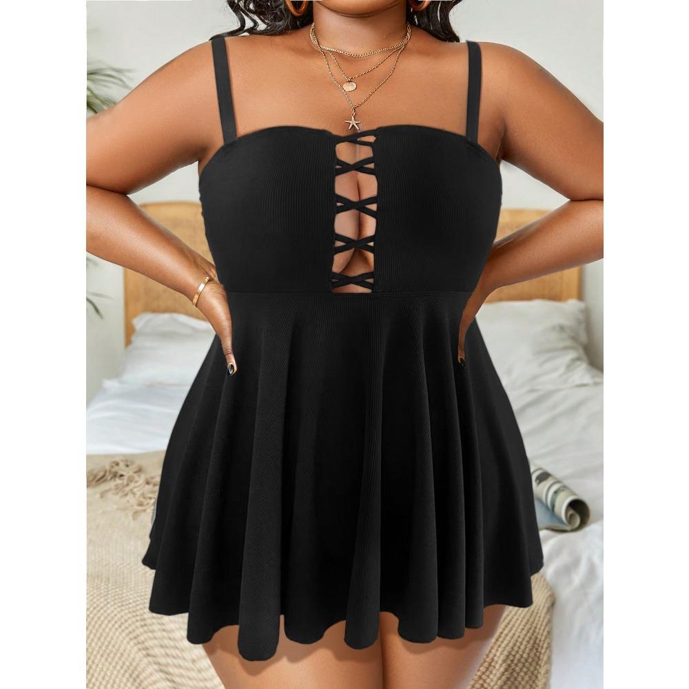 Stor størrelse Sexy ryggløst skjørt Delt badedrakt for kvinner for å gå opp i vekt og øke konservativ hurtigtørkende badedrakt