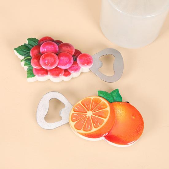Simuliertes Obst Fisch Flaschenöffner Kühlschrankmagnet Heim Büro Küche Kühlschrank Magnetisch 3D Traube Litschi Orange Pfirsich Durian Dekoration